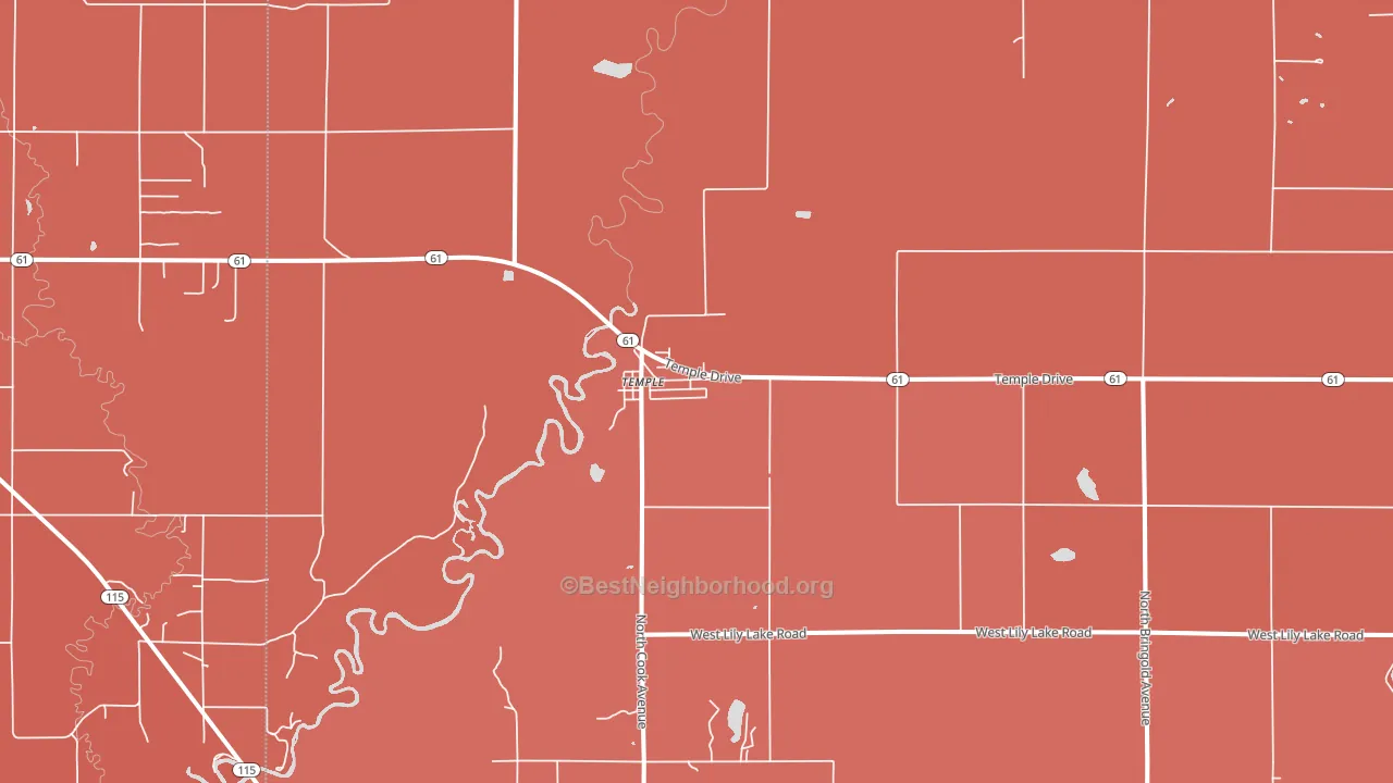 Temple, MI block-group political-lean map