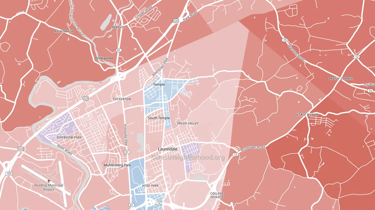 Temple, PA block-group political-lean map