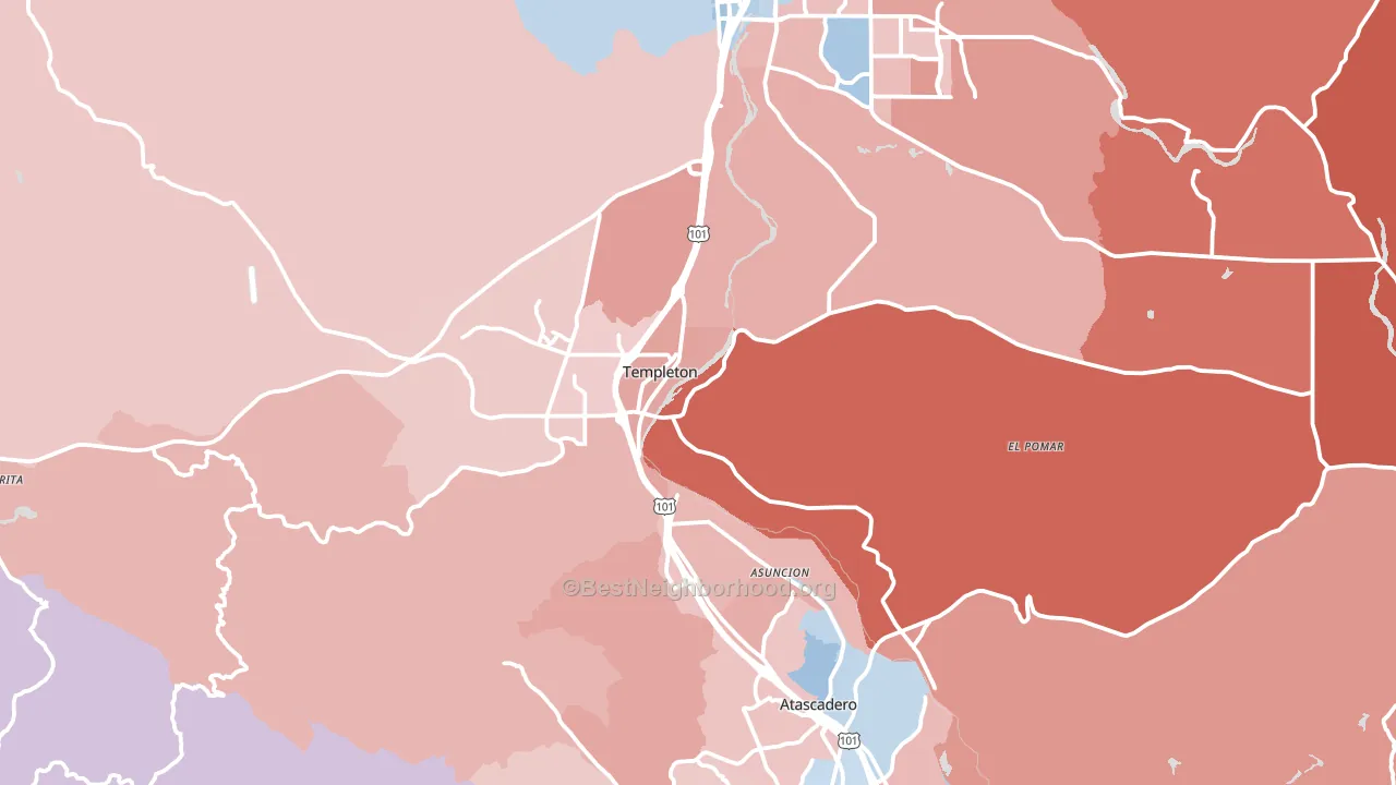 Templeton, CA block-group political-lean map