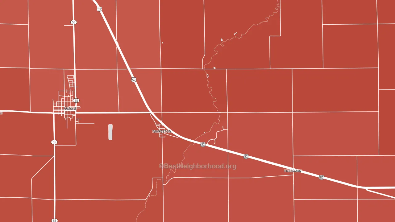 Templeton, IN block-group political-lean map