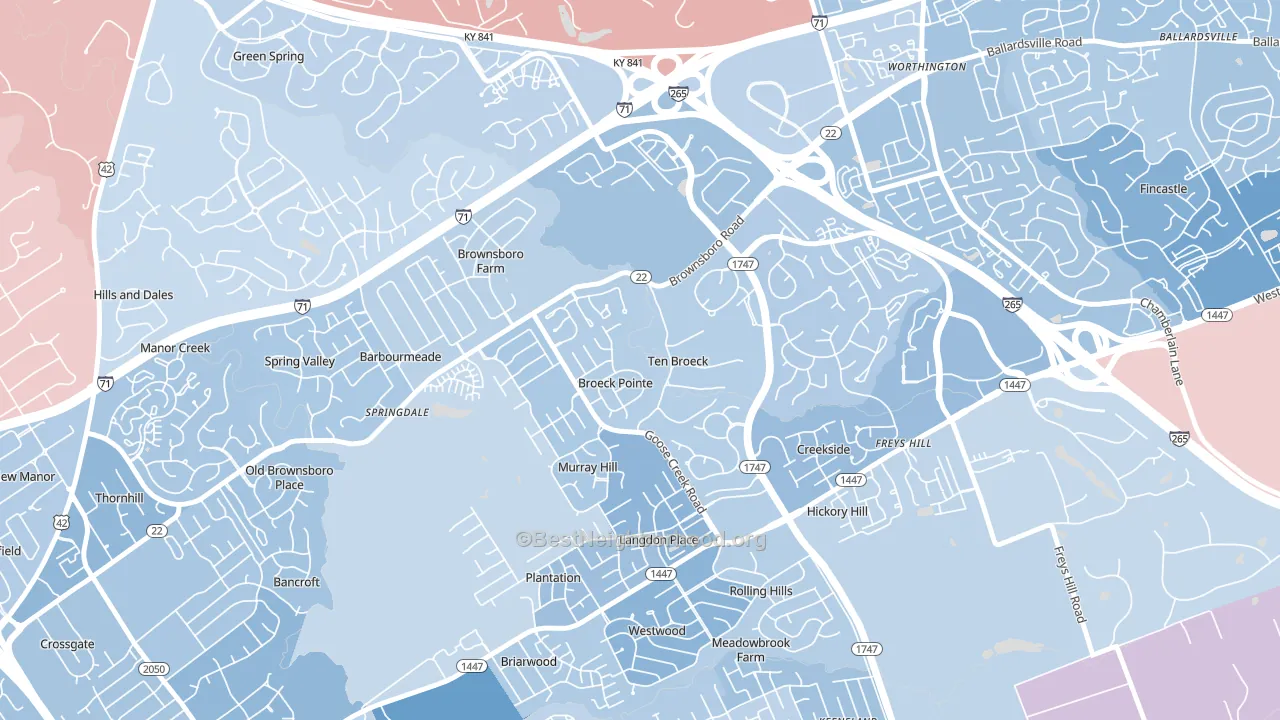 Ten Broeck, KY block-group political-lean map