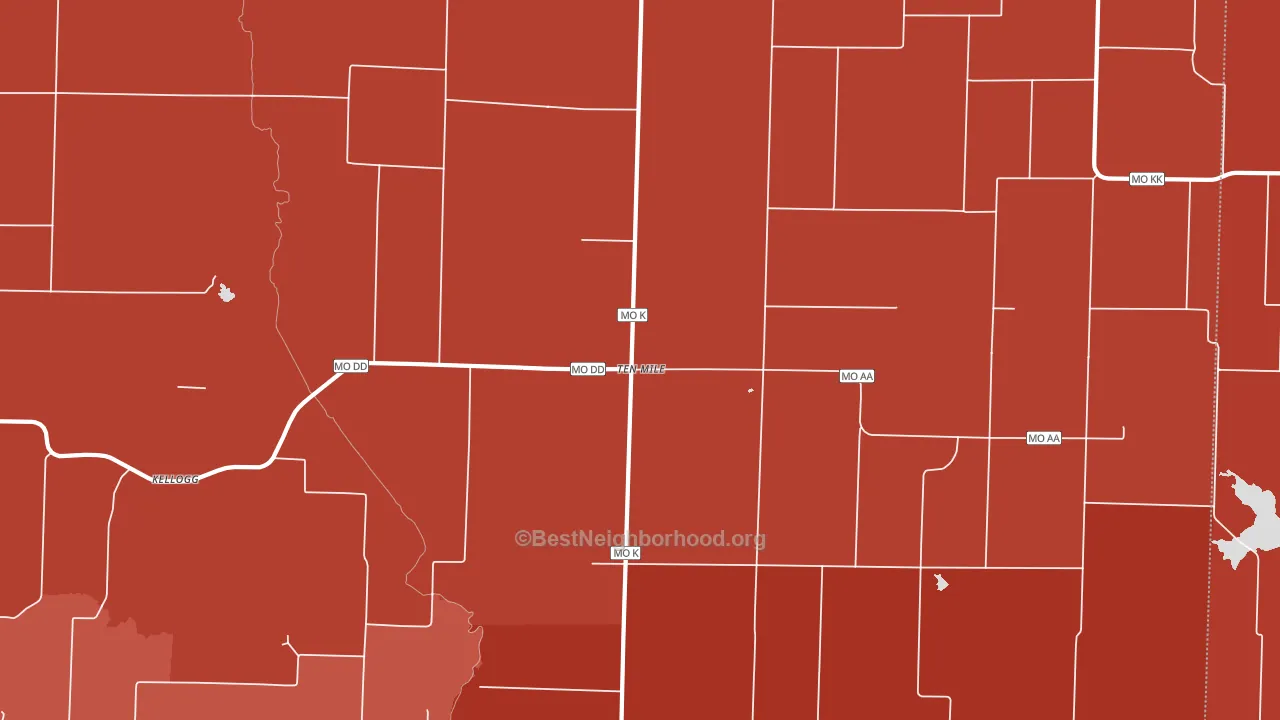 Ten Mile, MO block-group political-lean map