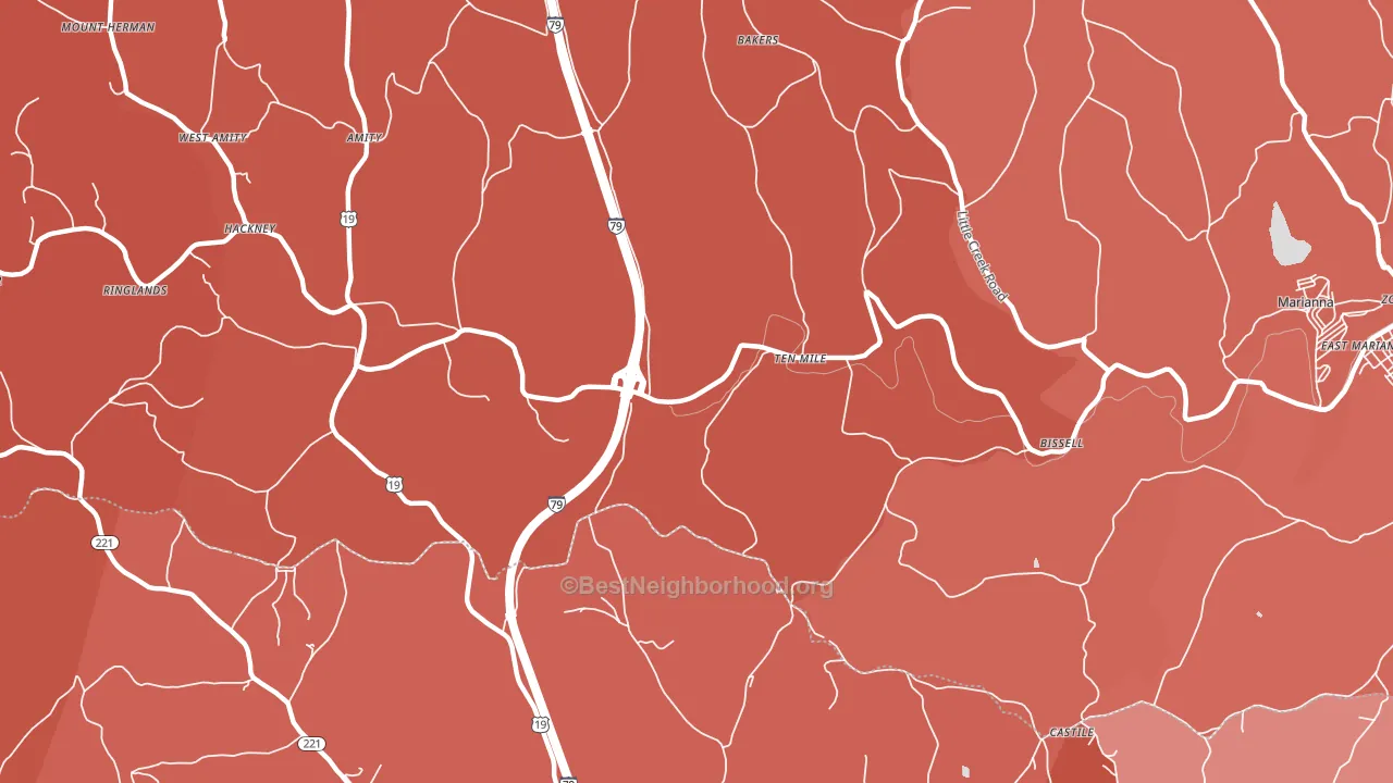 Ten Mile, PA block-group political-lean map
