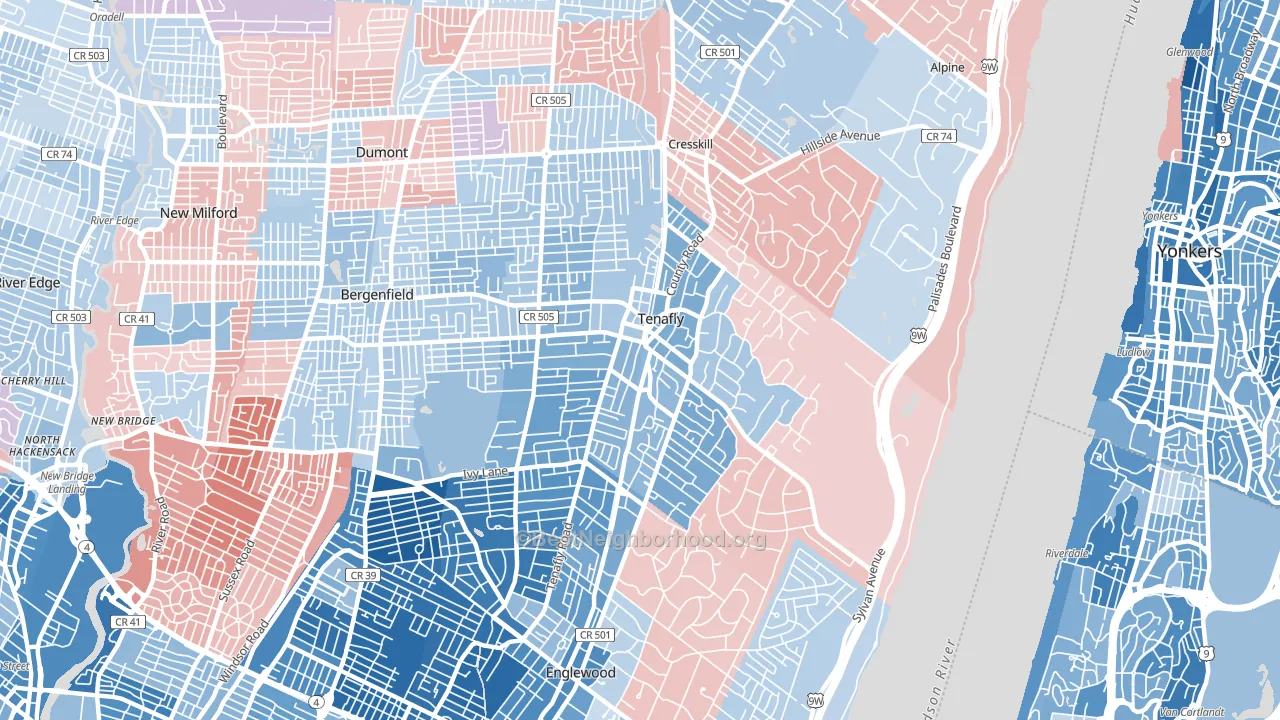 Tenafly, NJ block-group political-lean map