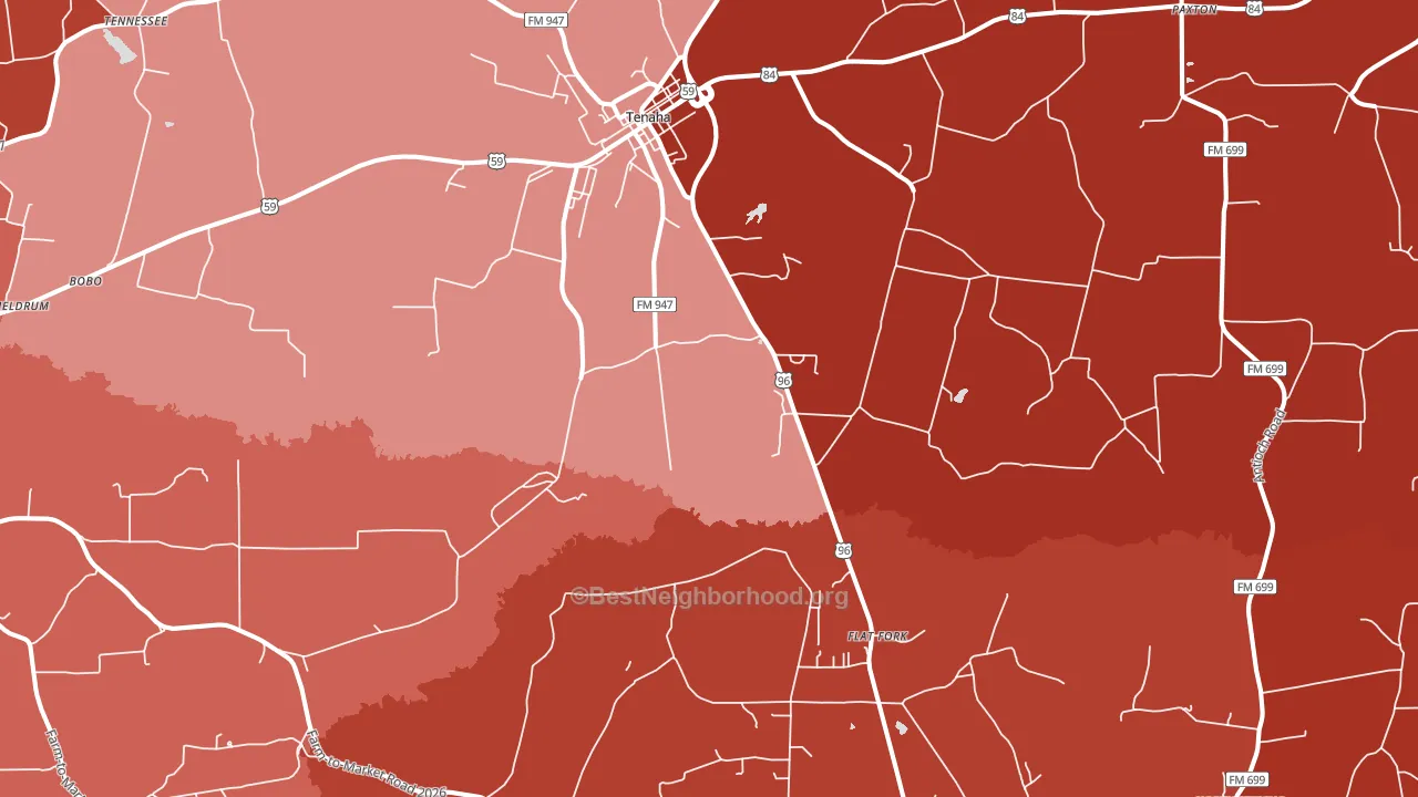 Tenaha, TX block-group political-lean map