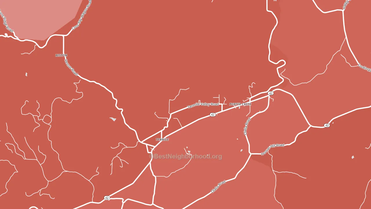 Tenmile, OR block-group political-lean map