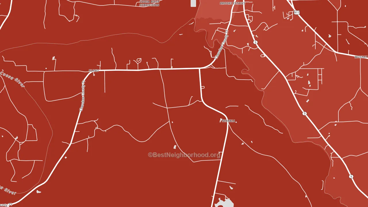 Tennala, AL block-group political-lean map
