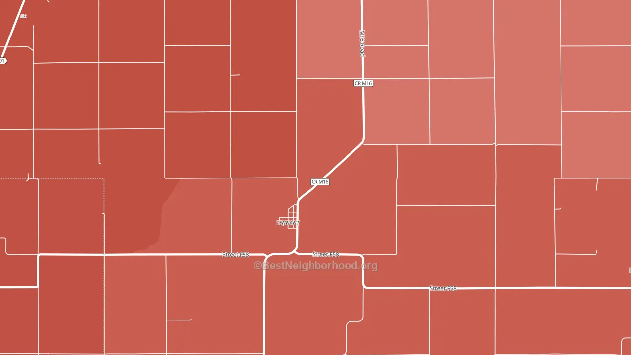Tennant, IA block-group political-lean map