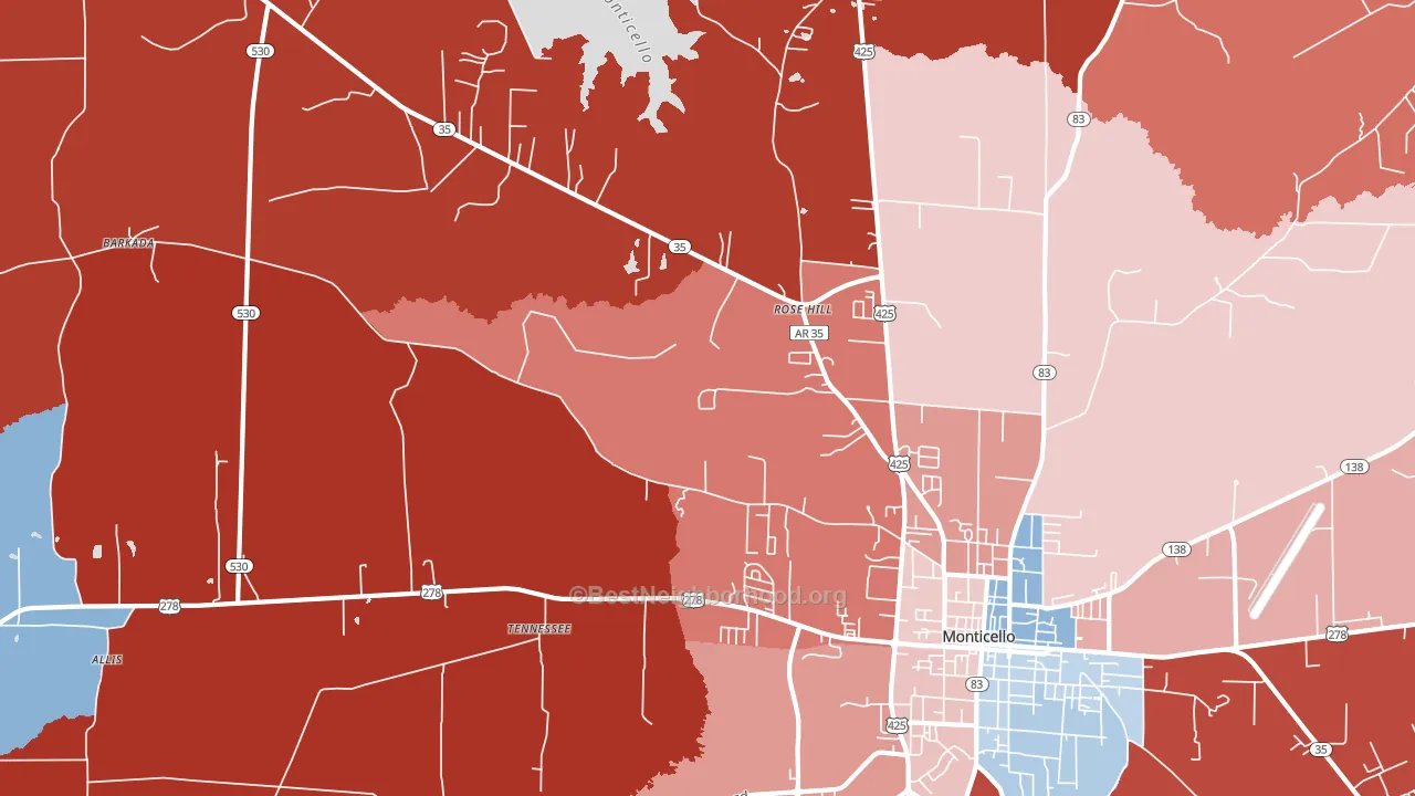 Tennessee, AR block-group political-lean map