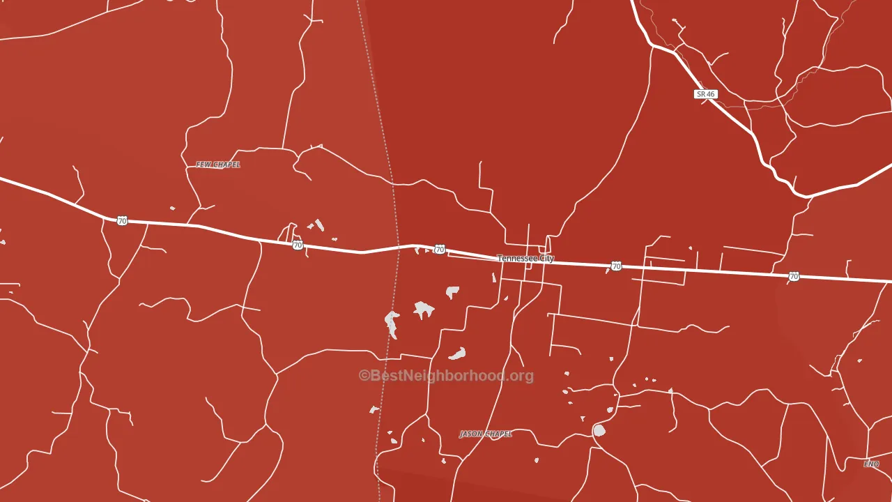 Tennessee City, TN block-group political-lean map