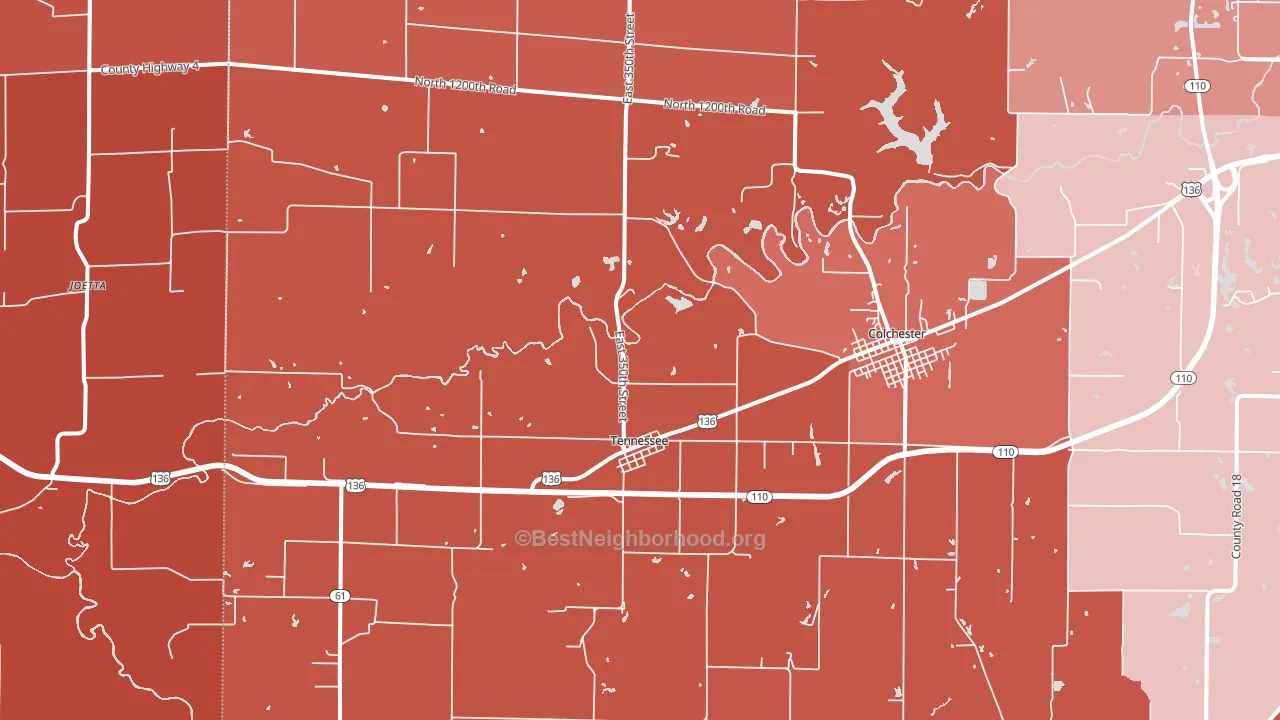 Tennessee, IL block-group political-lean map