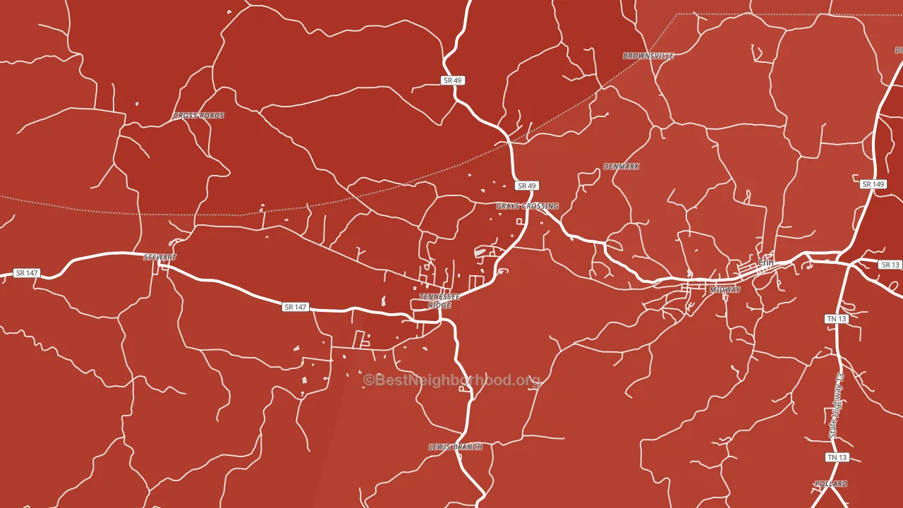 Tennessee Ridge, TN block-group political-lean map
