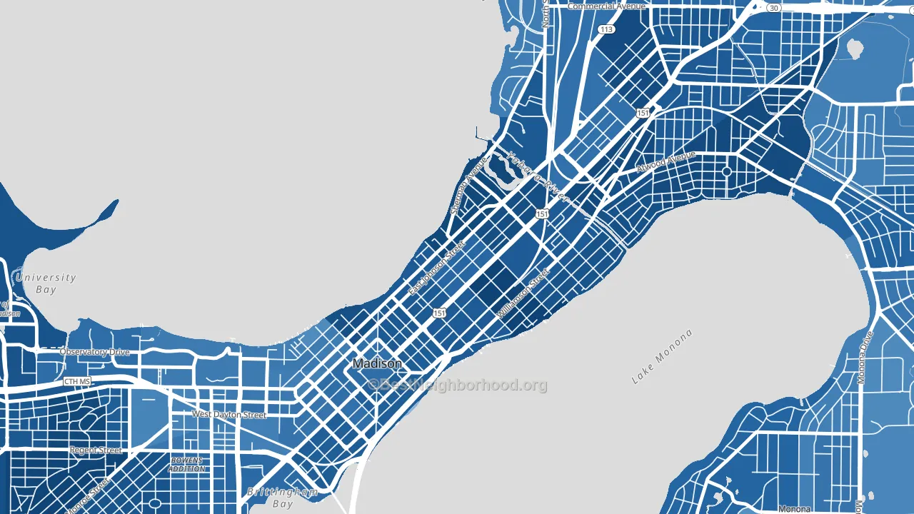 Tenney-Lapham, Madison, WI block-group political-lean map