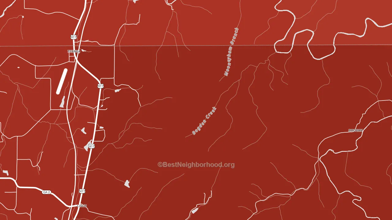 Tennga, GA block-group political-lean map