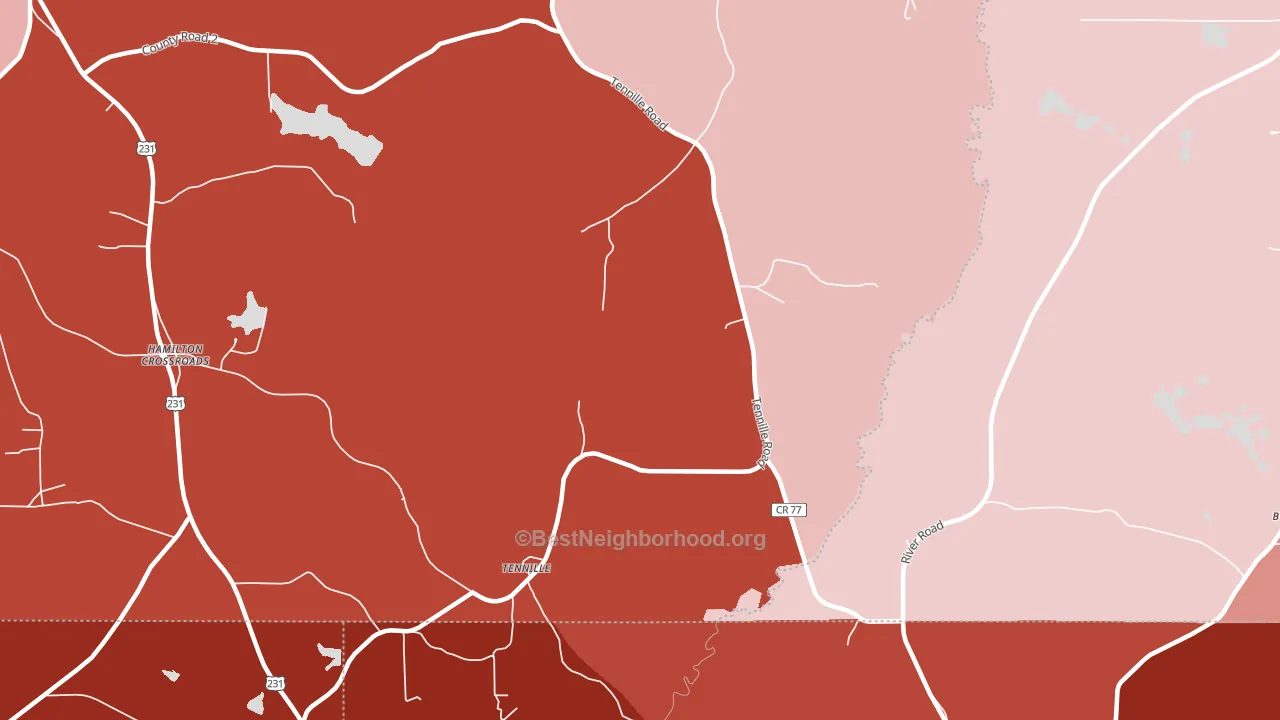 Tennille, AL block-group political-lean map