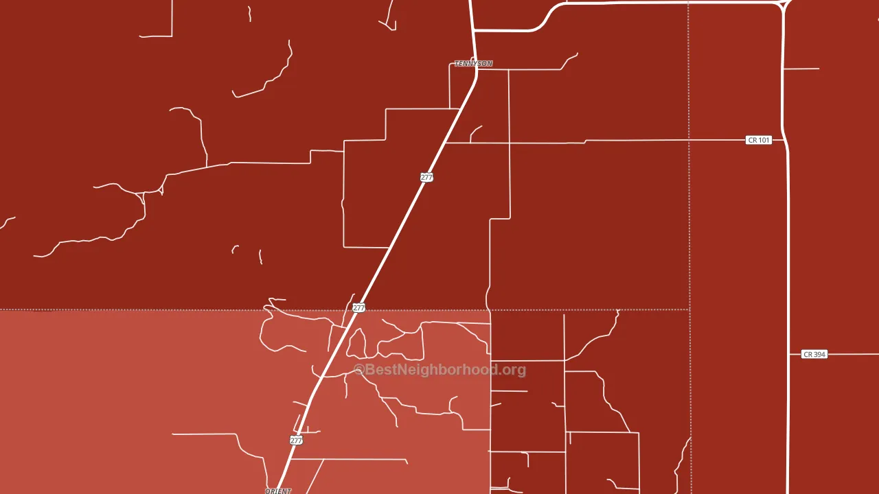 Tennyson, TX block-group political-lean map