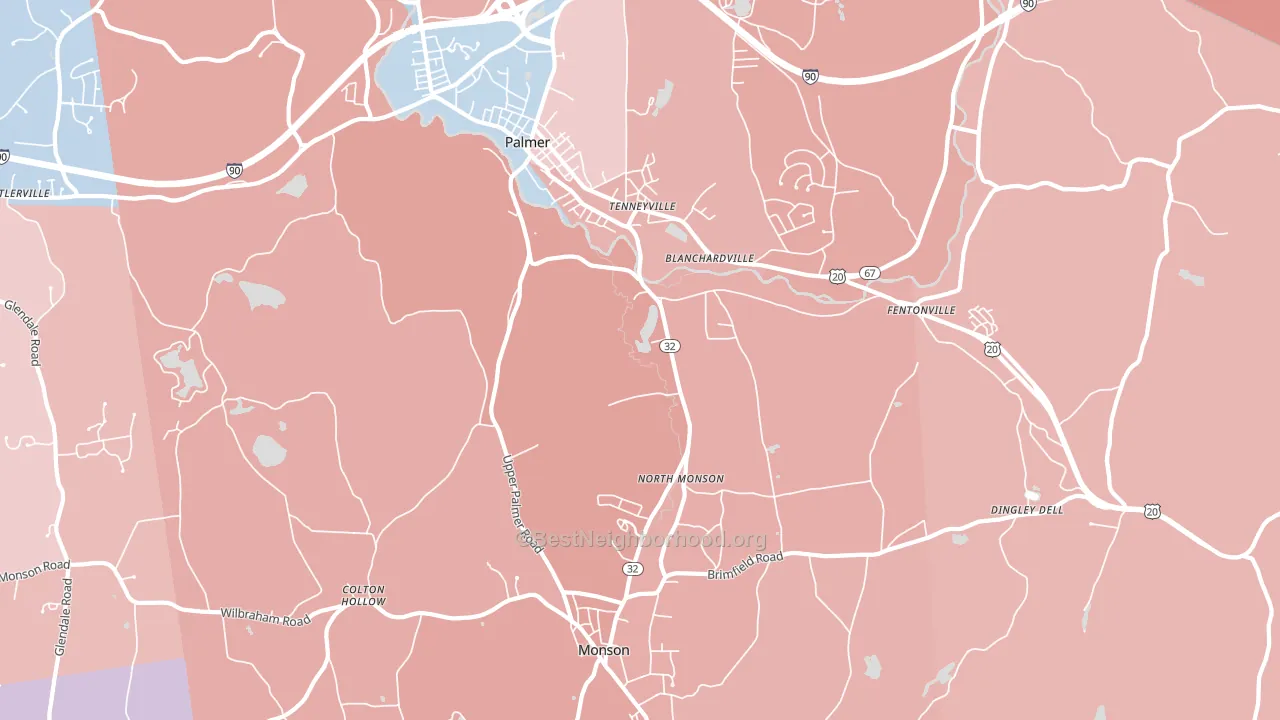 Tennyville, MA block-group political-lean map