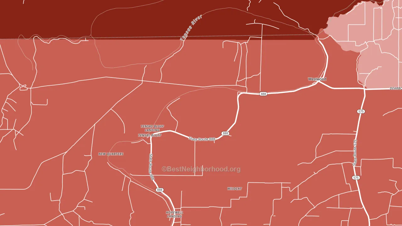 Tensas Bluff, LA block-group political-lean map