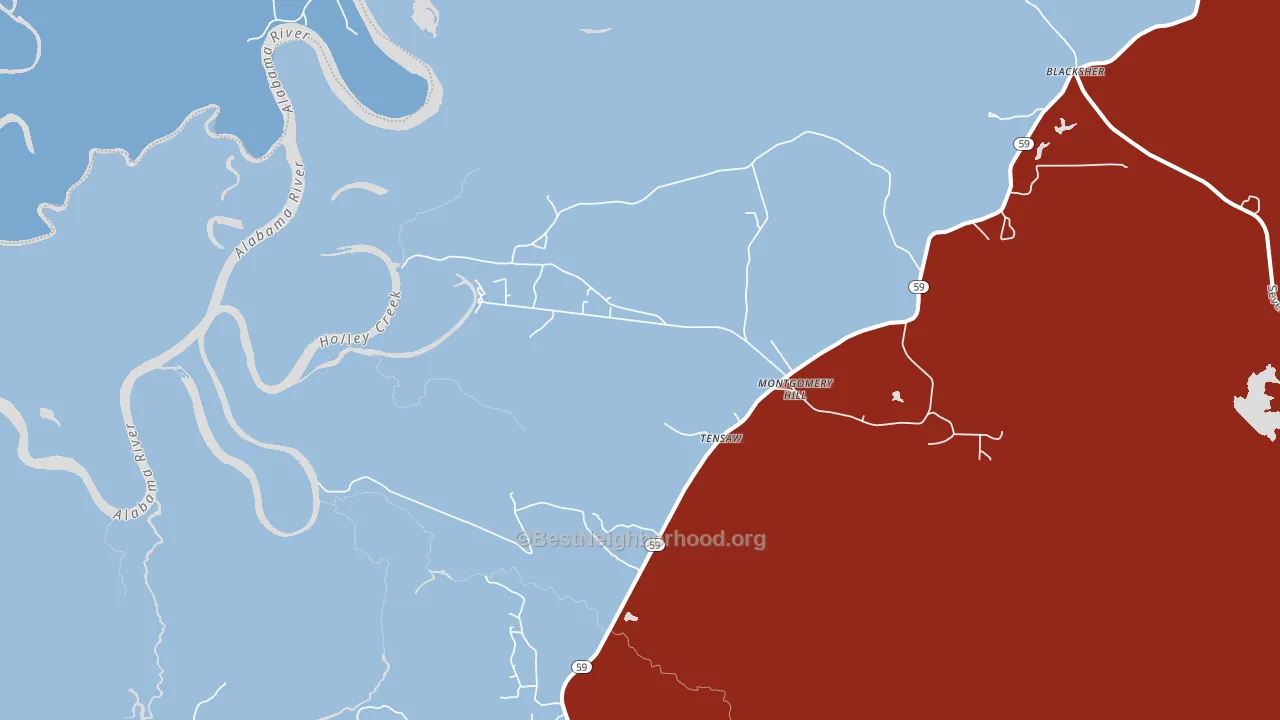 Tensaw, AL block-group political-lean map