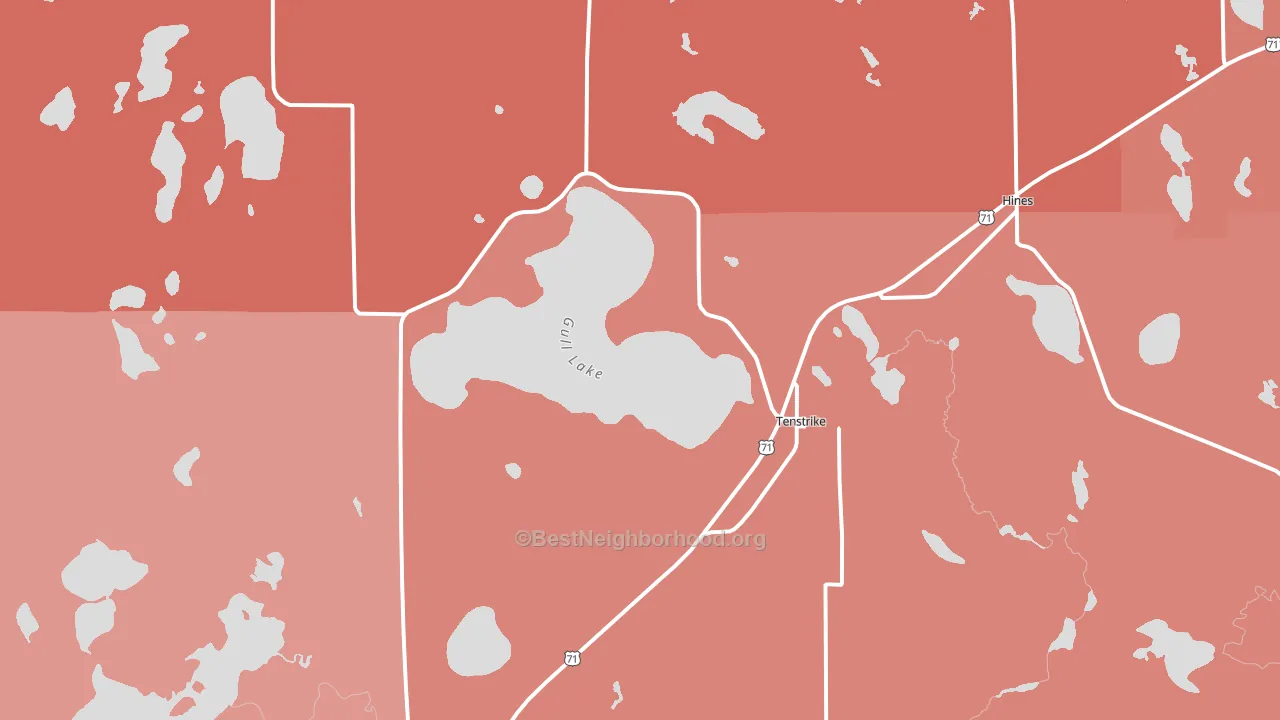 Tenstrike, MN block-group political-lean map