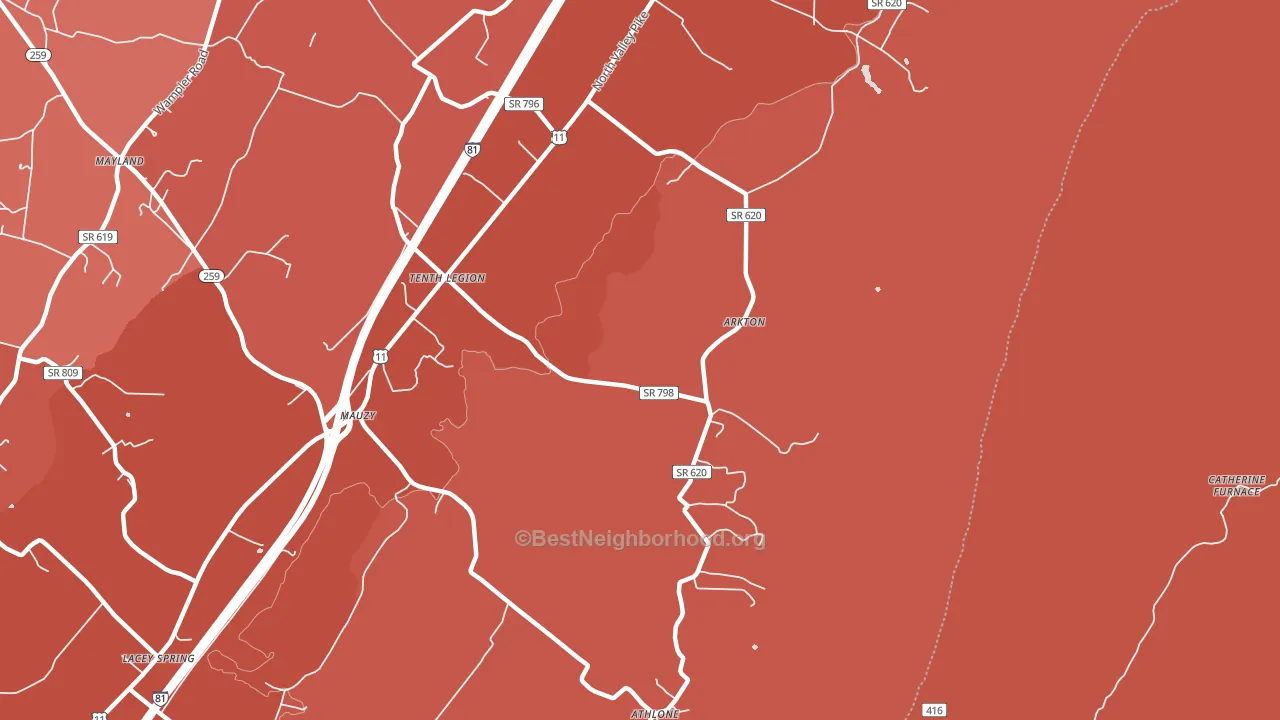 Tenth Legion, VA block-group political-lean map