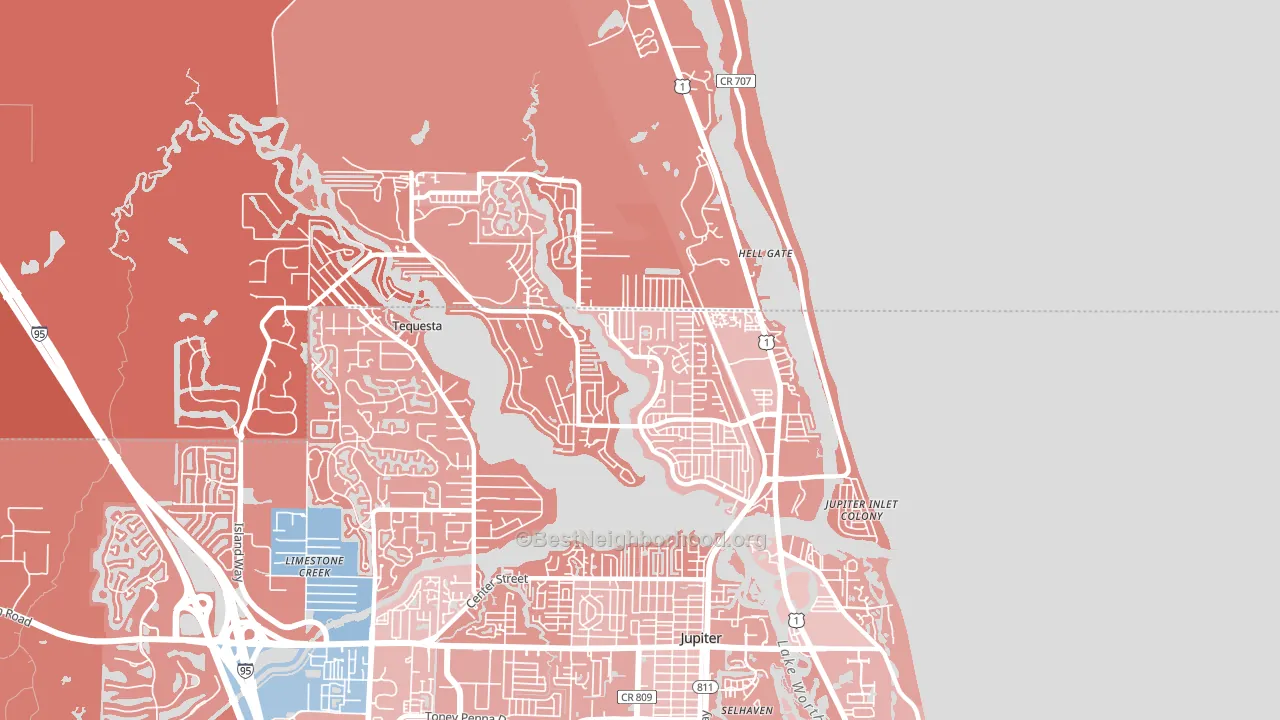 Tequesta, FL block-group political-lean map