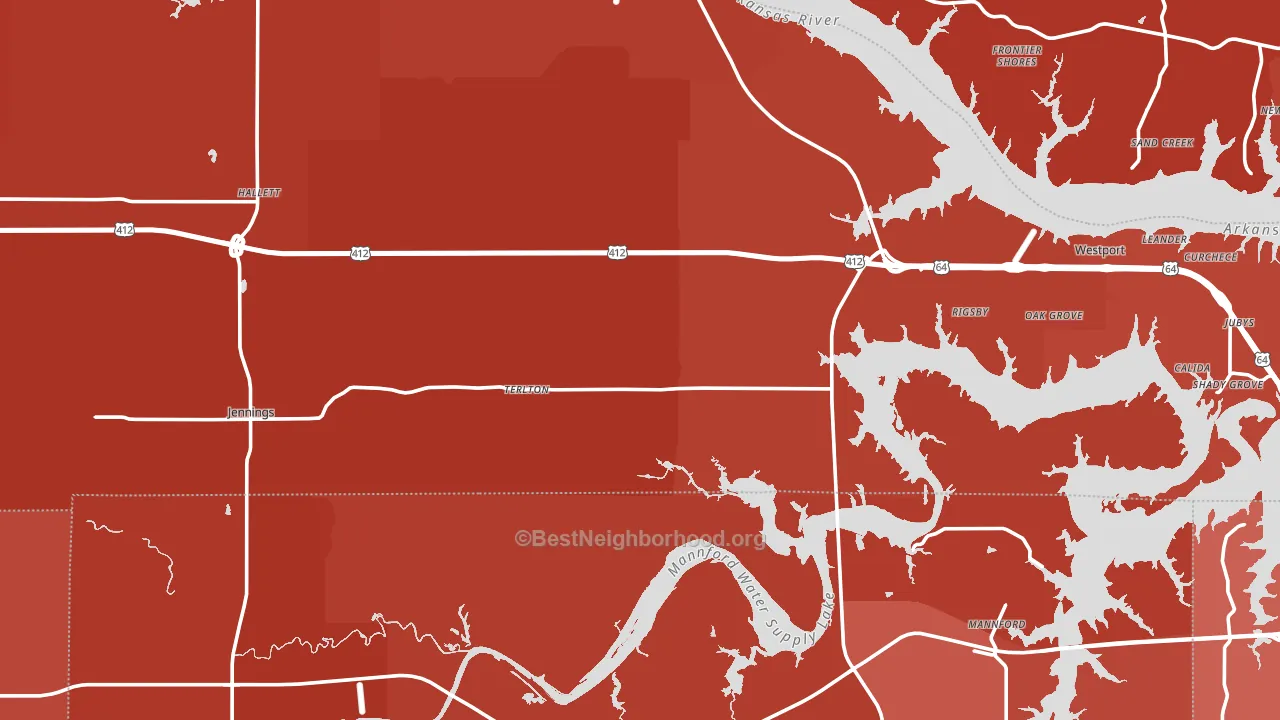 Terlton, OK block-group political-lean map