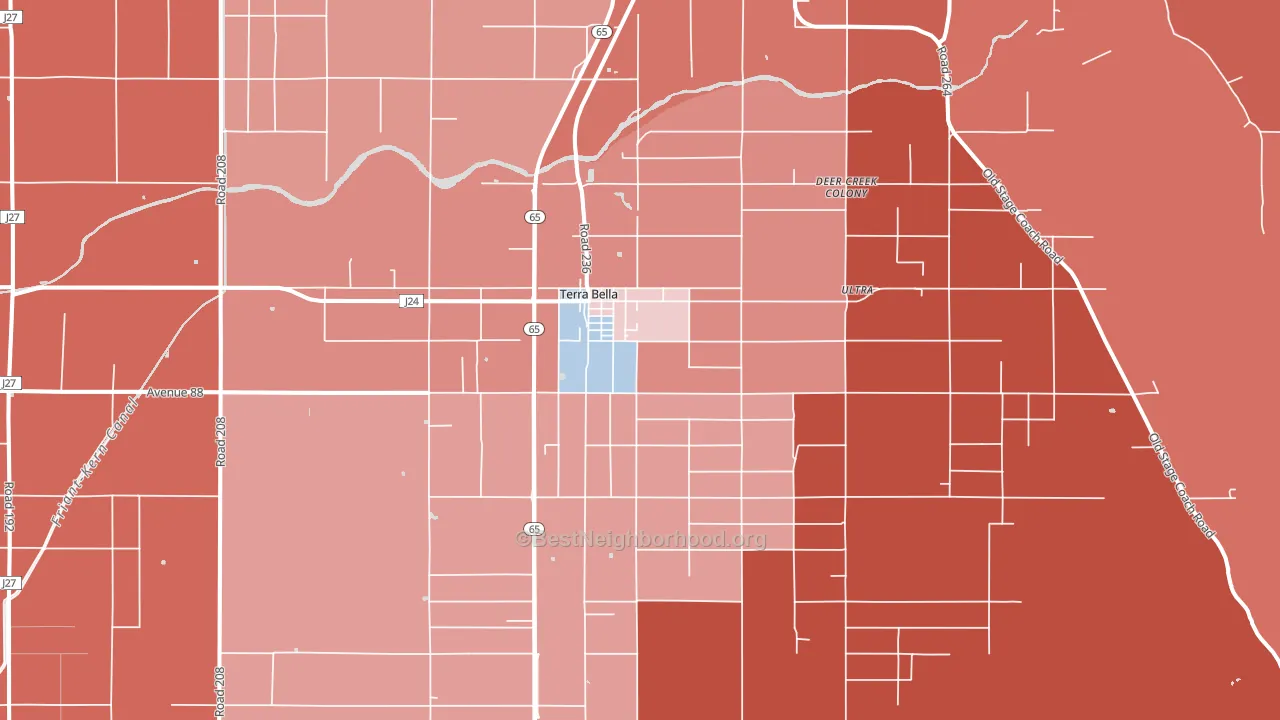 Terra Bella, CA block-group political-lean map