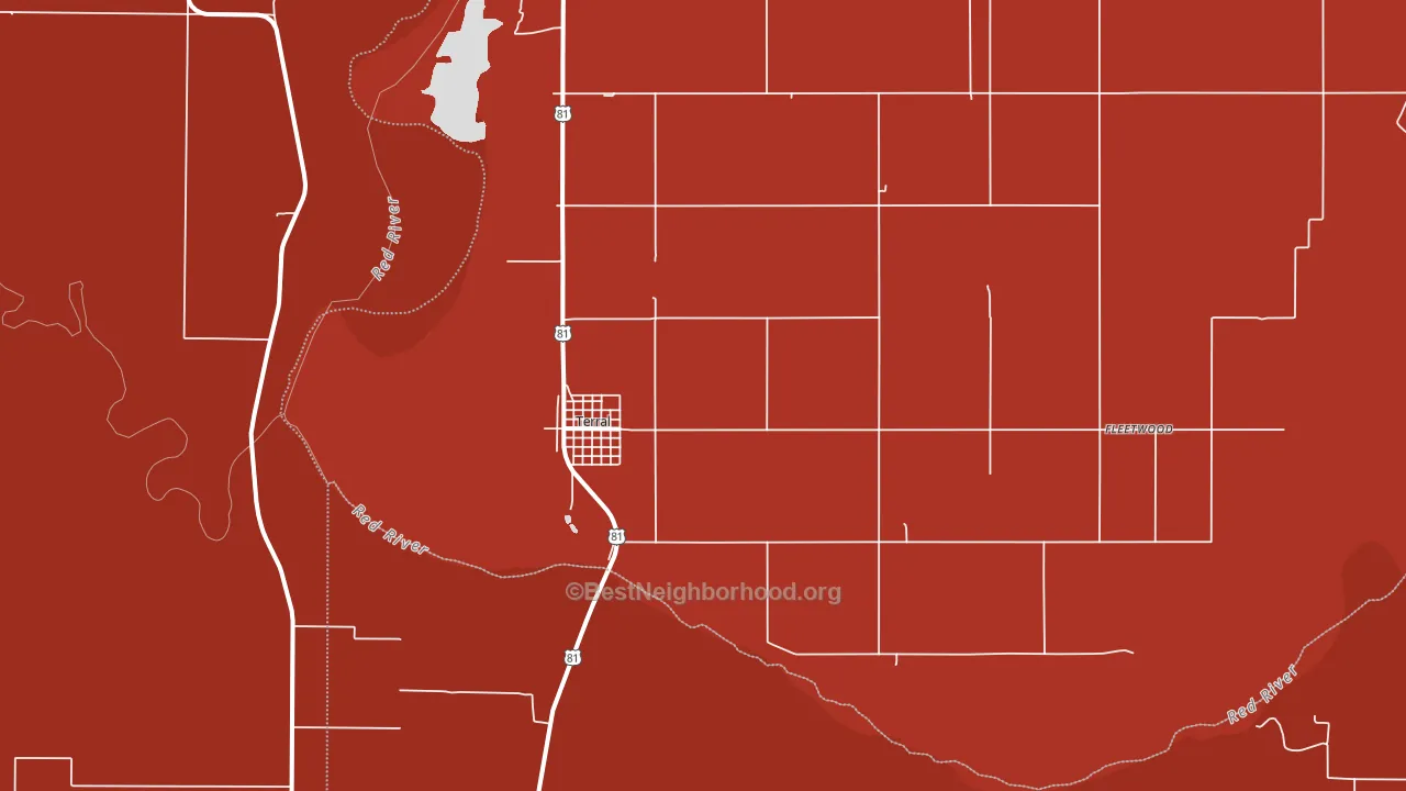 Terral, OK block-group political-lean map