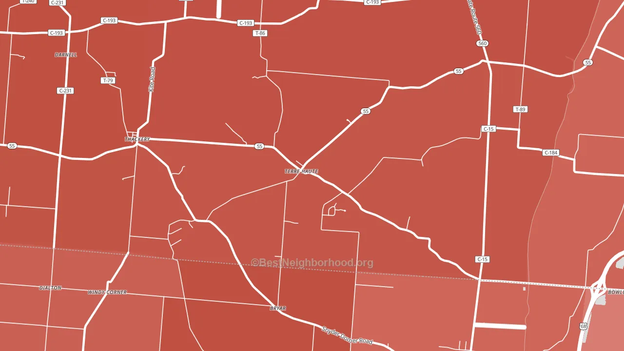 Terre Haute, OH block-group political-lean map