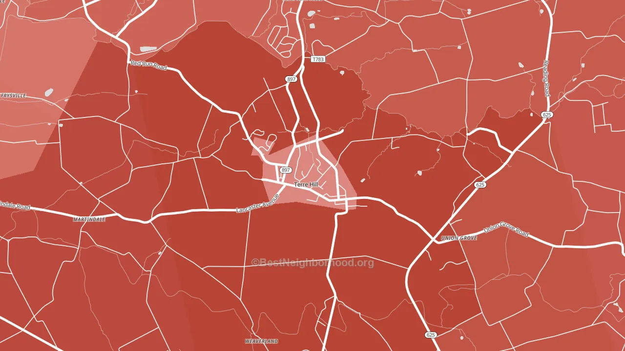 Terre Hill, PA block-group political-lean map