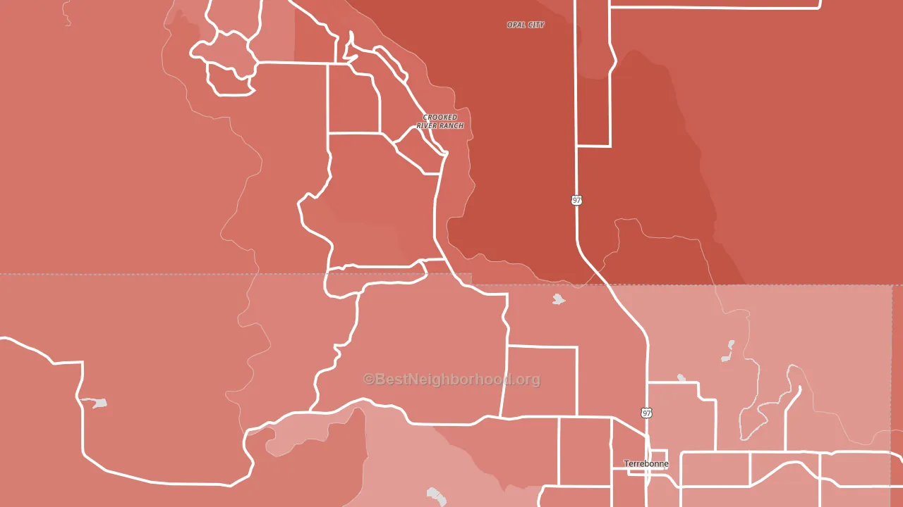Terrebonne, OR block-group political-lean map