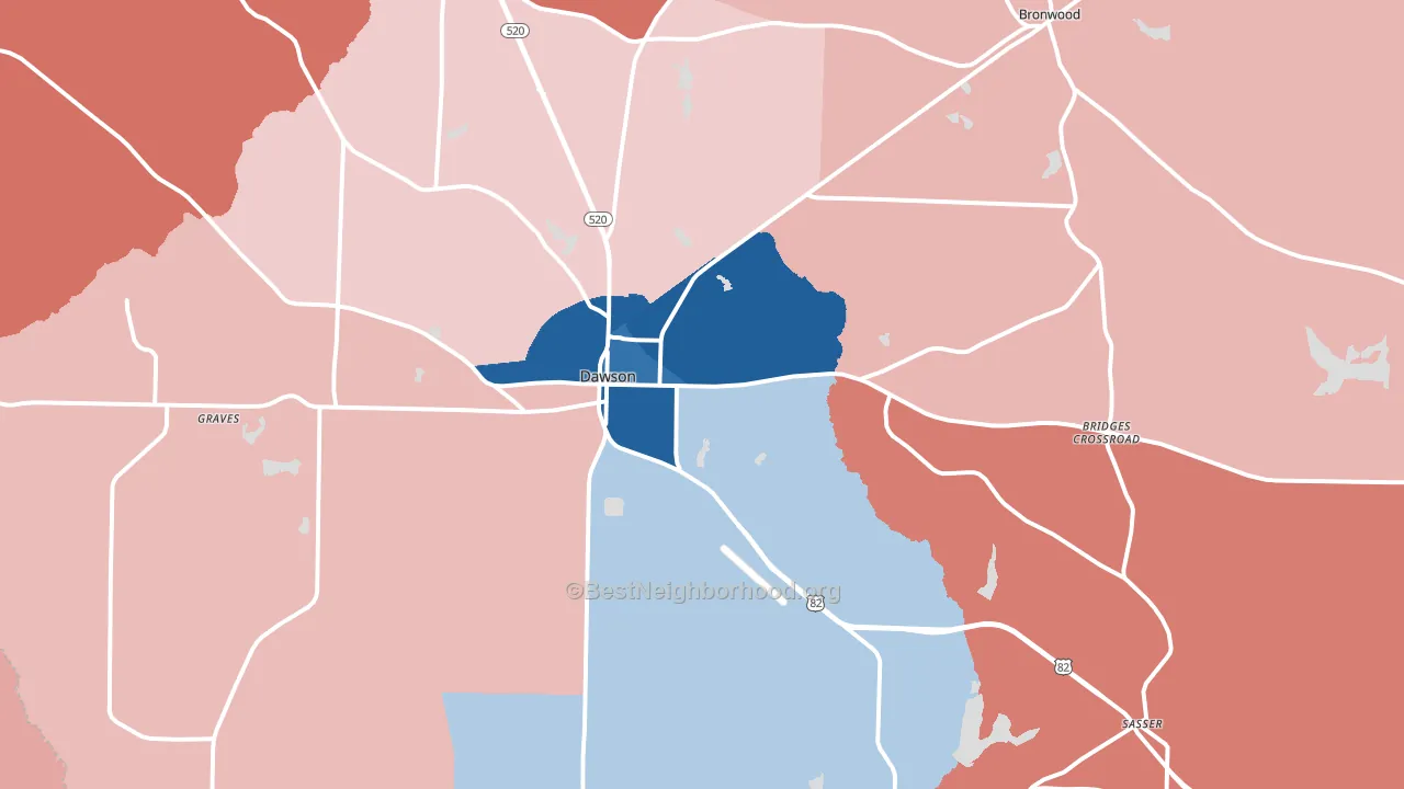 Terrell County, GA block-group political-lean map