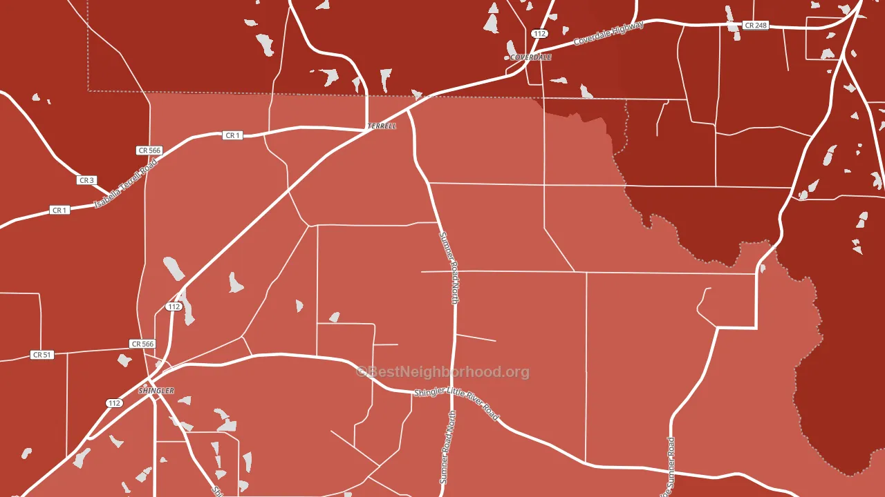 Terrell, GA block-group political-lean map