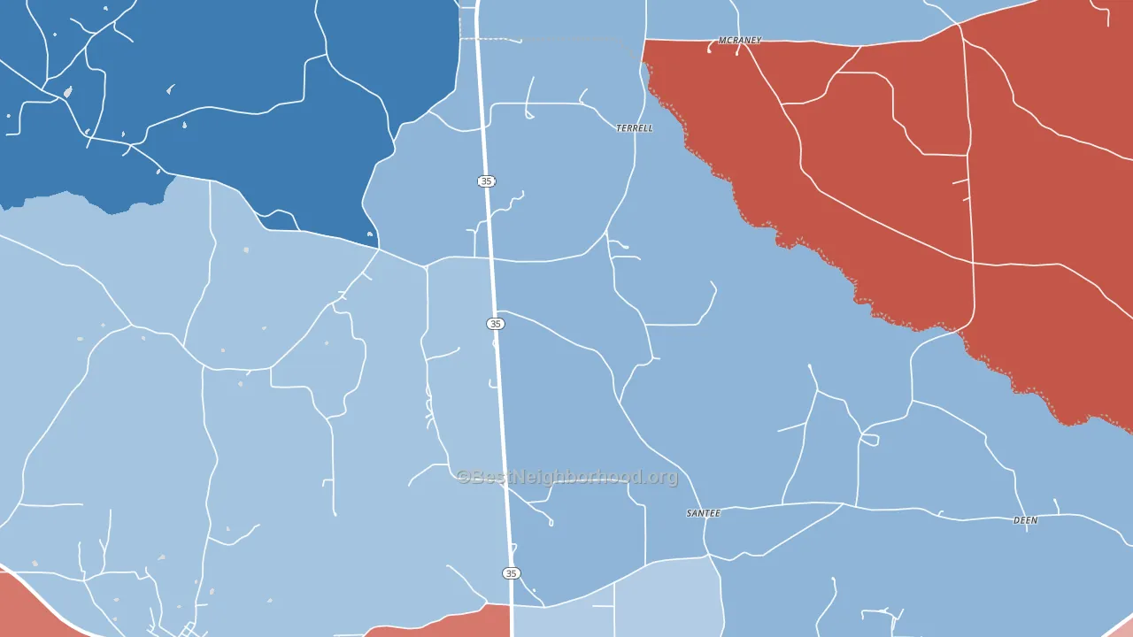 Terrell, MS block-group political-lean map