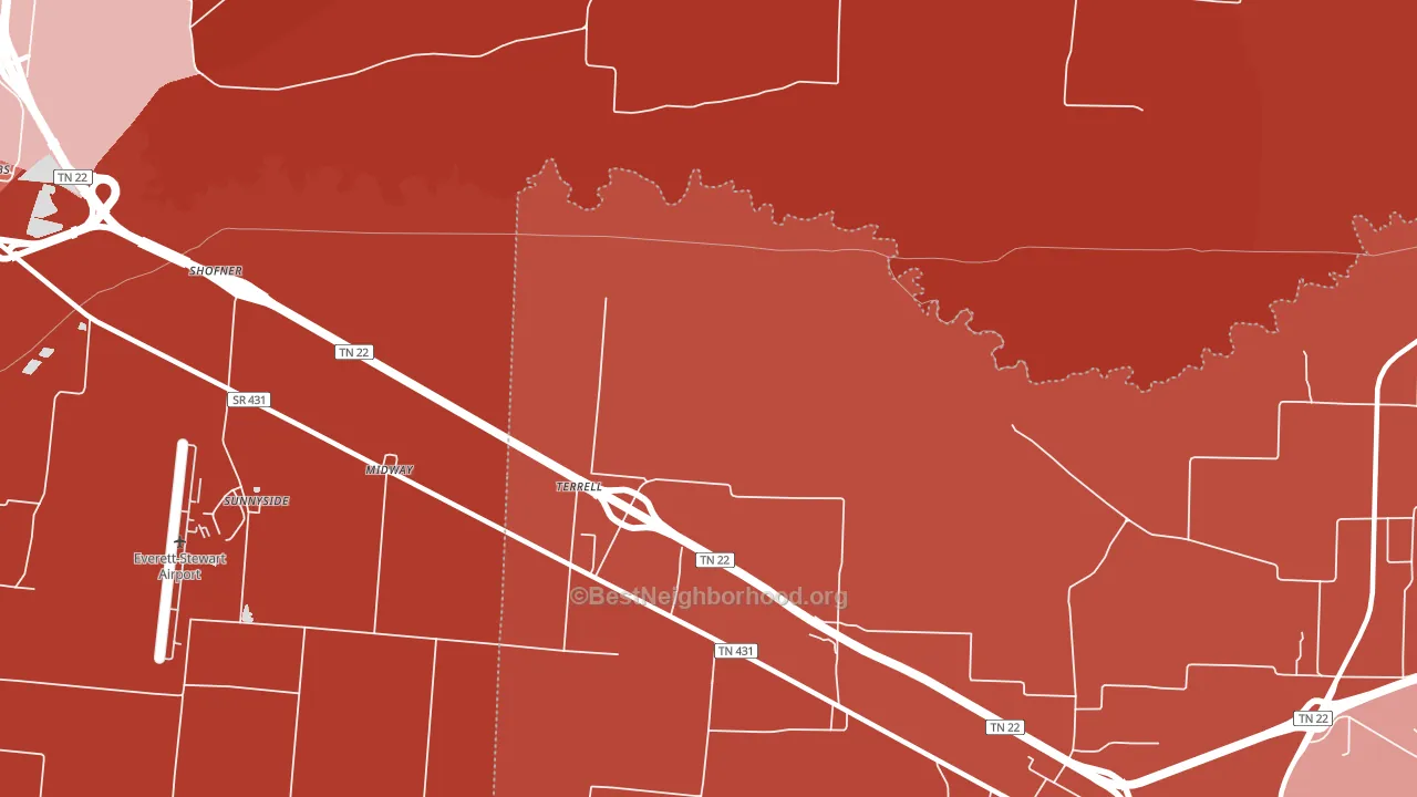 Terrell, TN block-group political-lean map