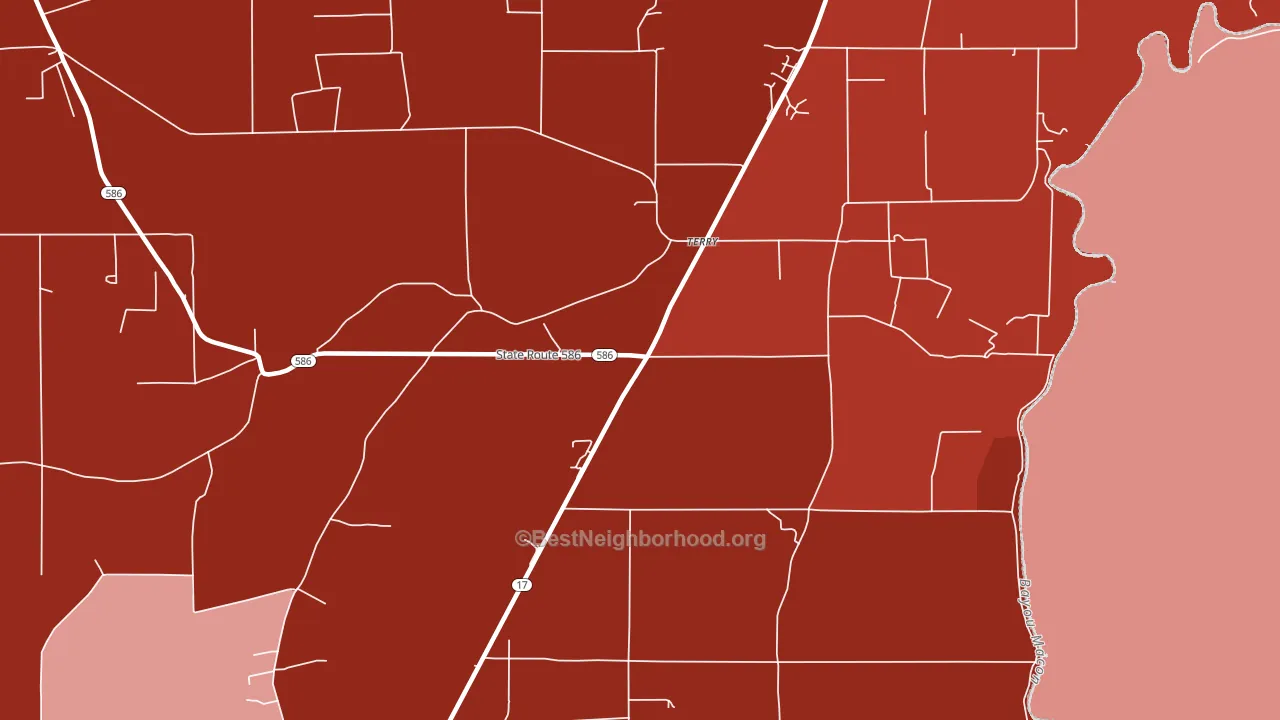Terry, LA block-group political-lean map
