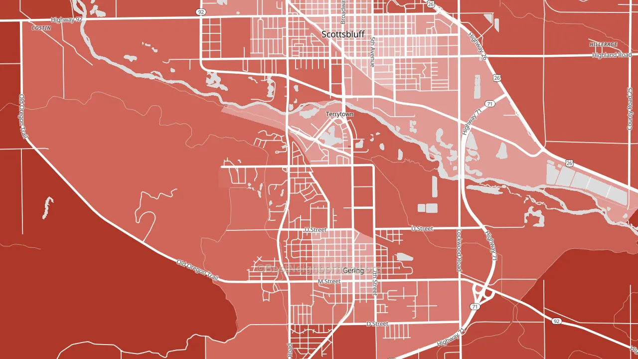 Terrytown, NE block-group political-lean map