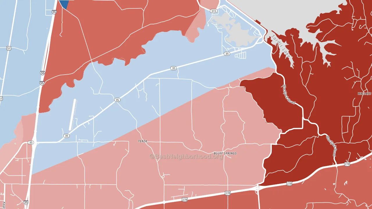 Terza, MS block-group political-lean map