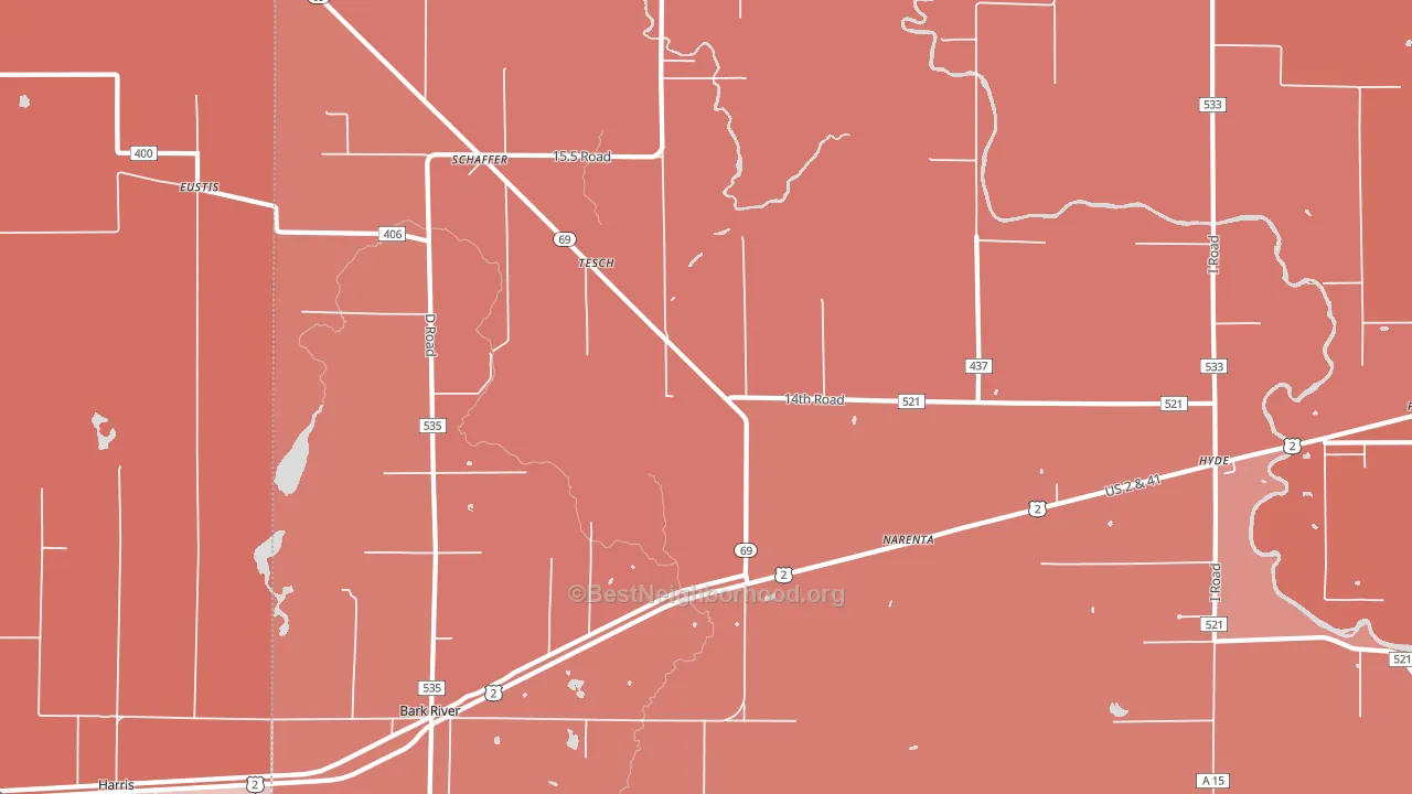 Tesch, MI block-group political-lean map