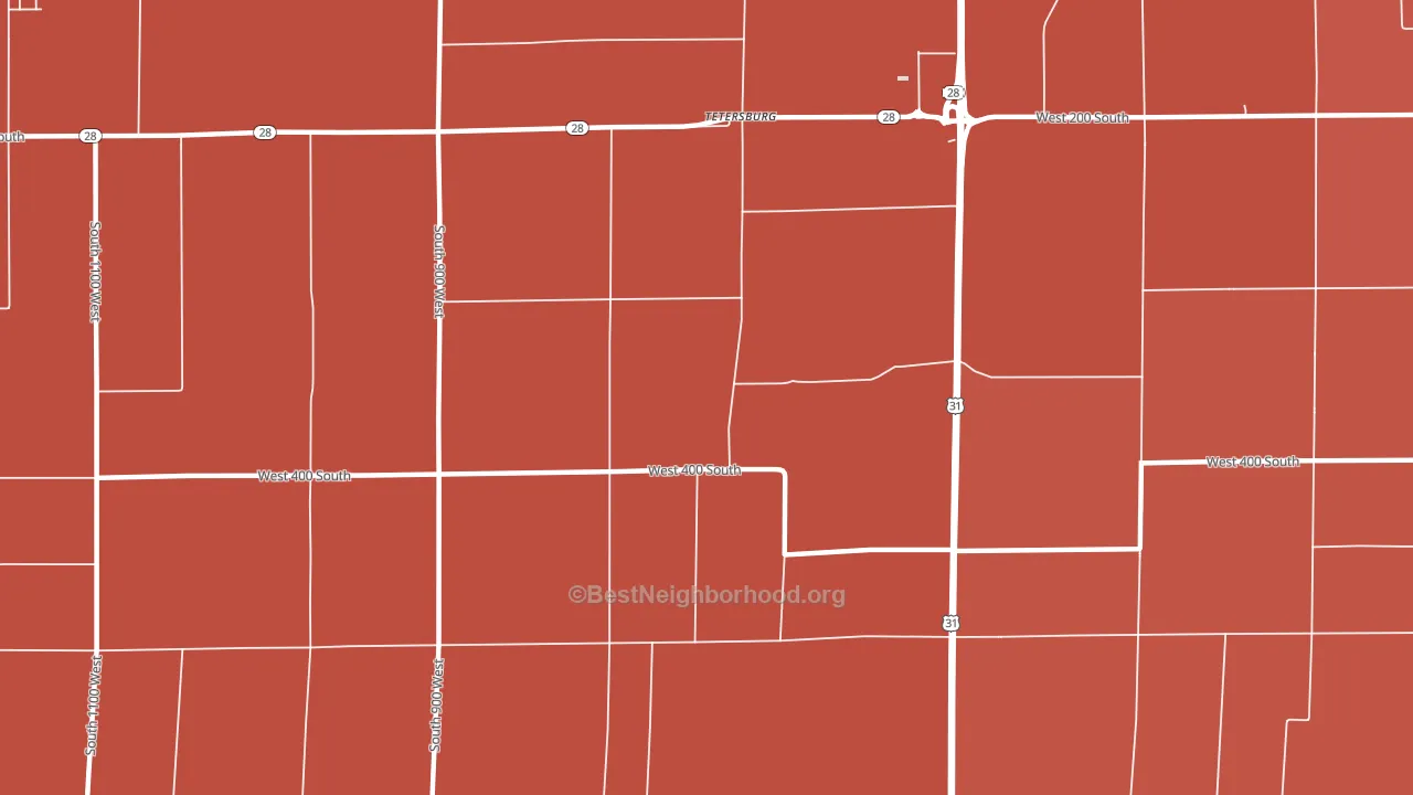 Tetersburg, IN block-group political-lean map