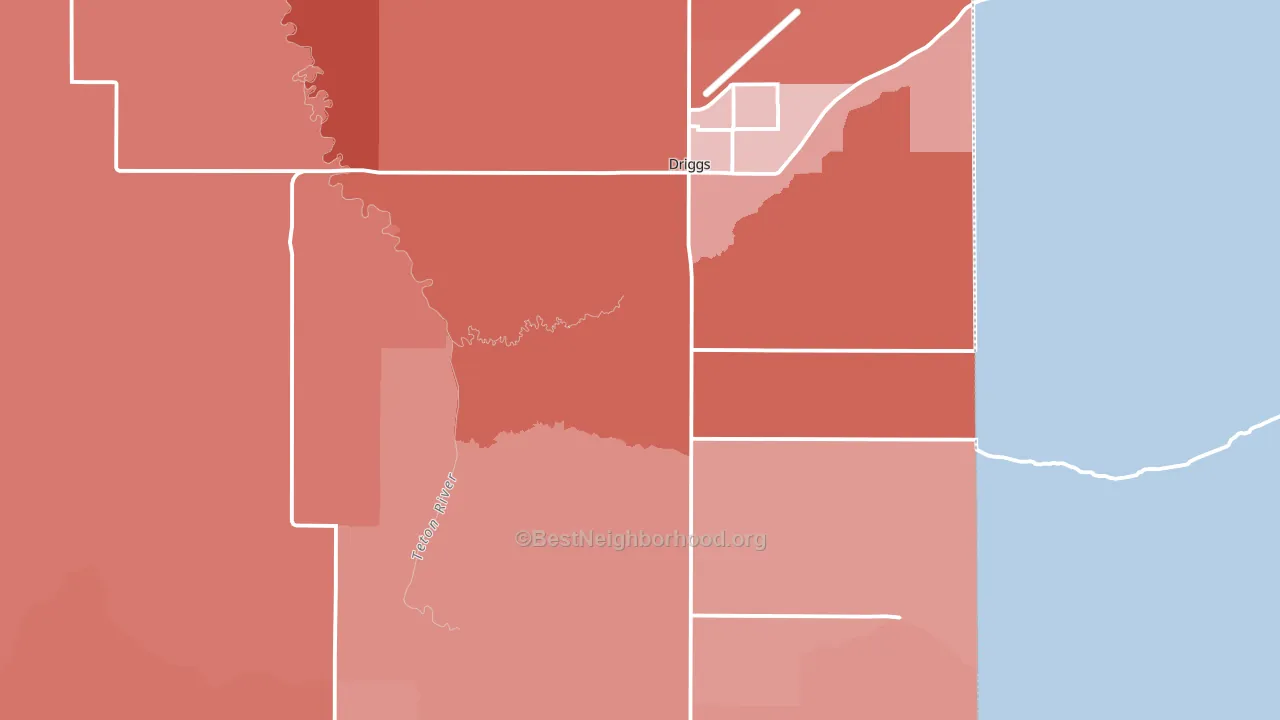 Teton County, ID block-group political-lean map