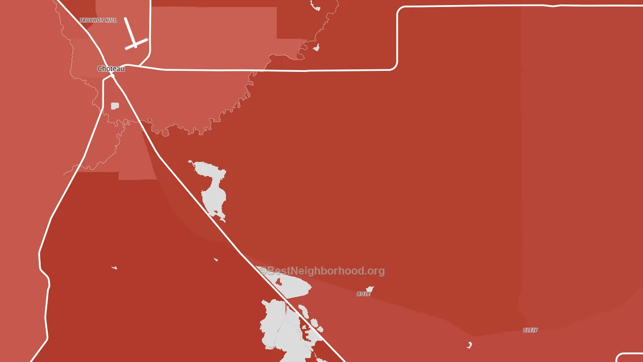 Teton County, MT block-group political-lean map