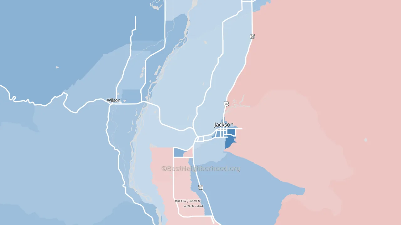 Teton County, WY block-group political-lean map
