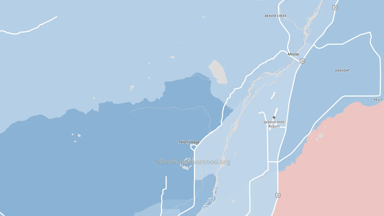 Teton Village, WY block-group political-lean map