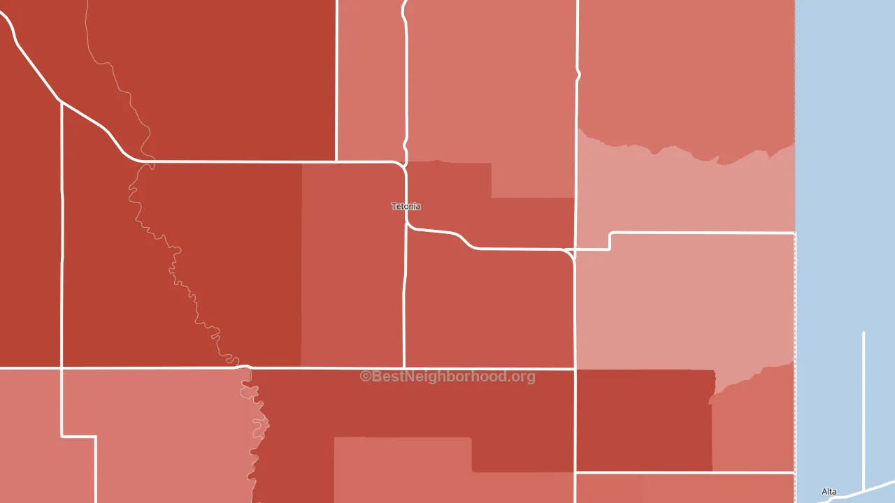 Tetonia, ID block-group political-lean map