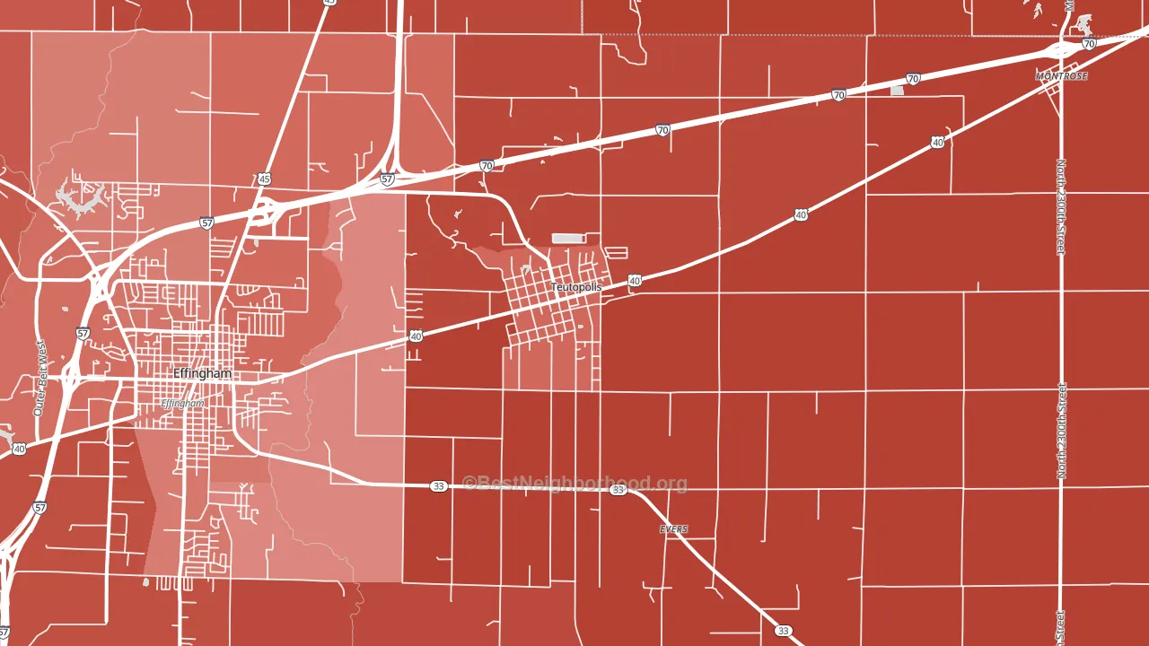 Teutopolis, IL block-group political-lean map