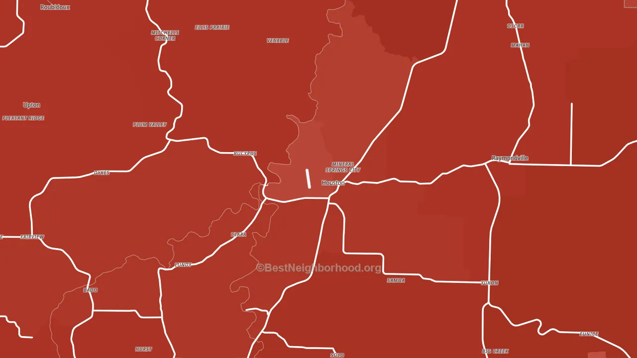 Texas County, MO block-group political-lean map