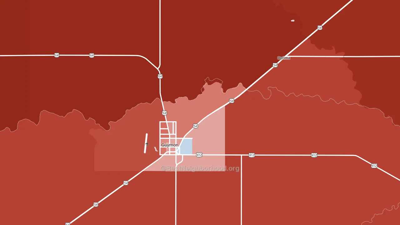 Texas County, OK block-group political-lean map