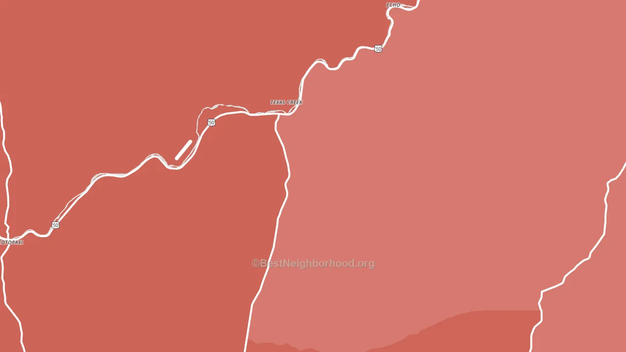 Texas Creek, CO block-group political-lean map